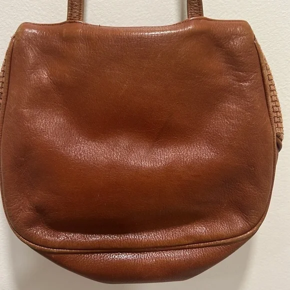 𝅺VINTAGE Ellen Tracy Linda Allard Shoulder Bag Woven Leather Snap Closure - Picture 6 of 12